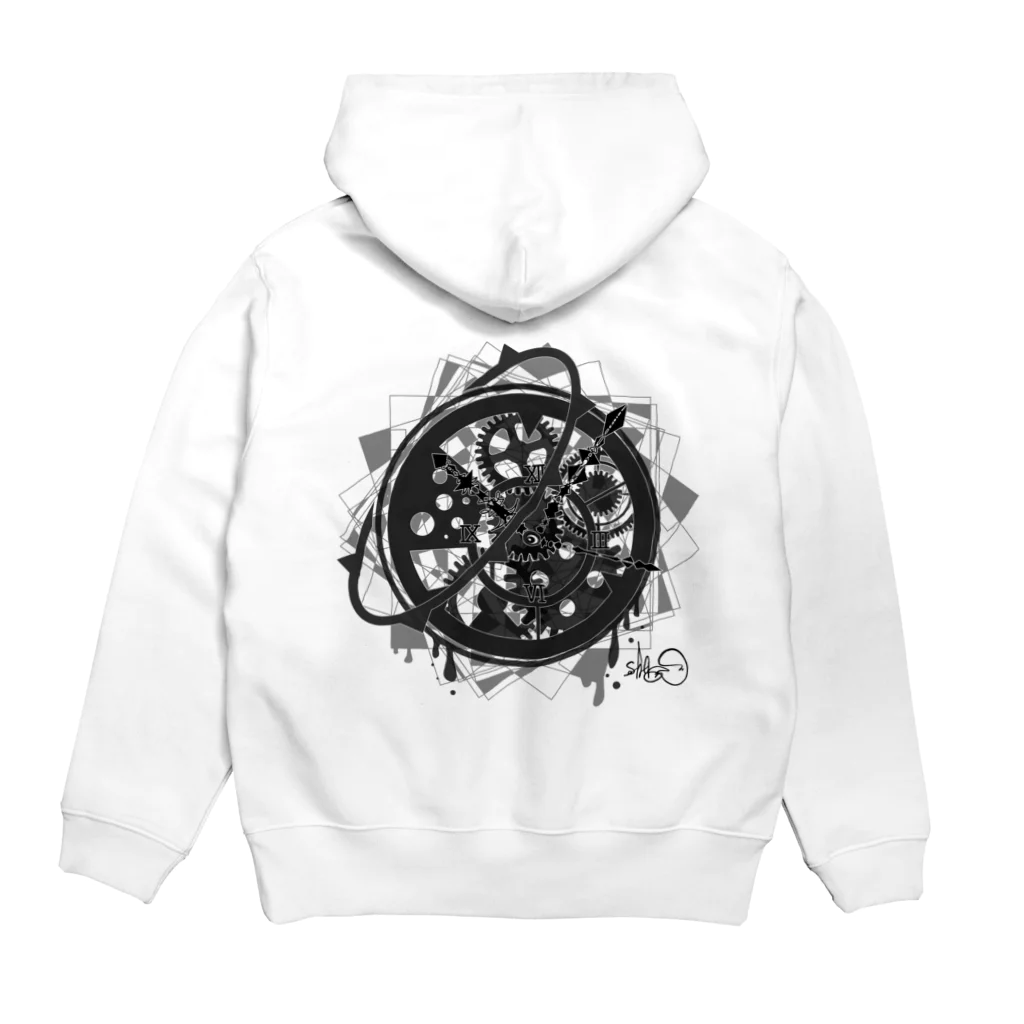 【公式】shiromaro-art-creativeのmono clock Hoodie:back