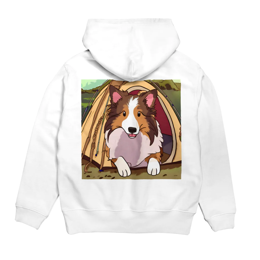 camper's dogのcamper's dog  シェットランドシープドッグ　イラスト Hoodie:back