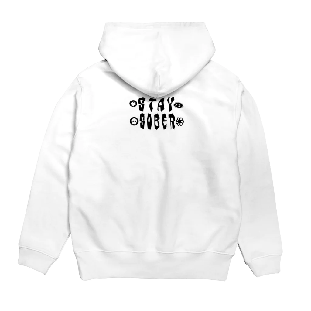 square屋のSTAY SOBER（シラフのままで）（黒3） Hoodie:back