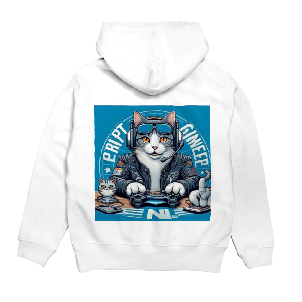 猫は癒やしの猫とプロゲーマー Hoodie:back