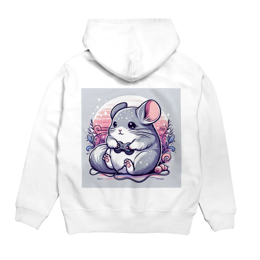 もふっとチンチラ🐭のゲーマーチンチラ Hoodie:back