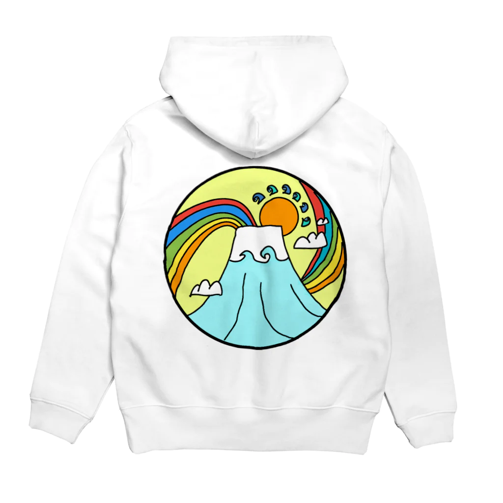 aloha_world_in_circleのjapan mount Fuji rainbow Hoodie:back