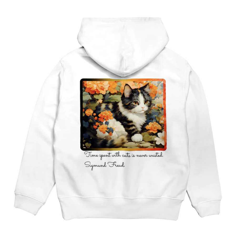 adarahの和風な癒しの三毛猫 Hoodie:back