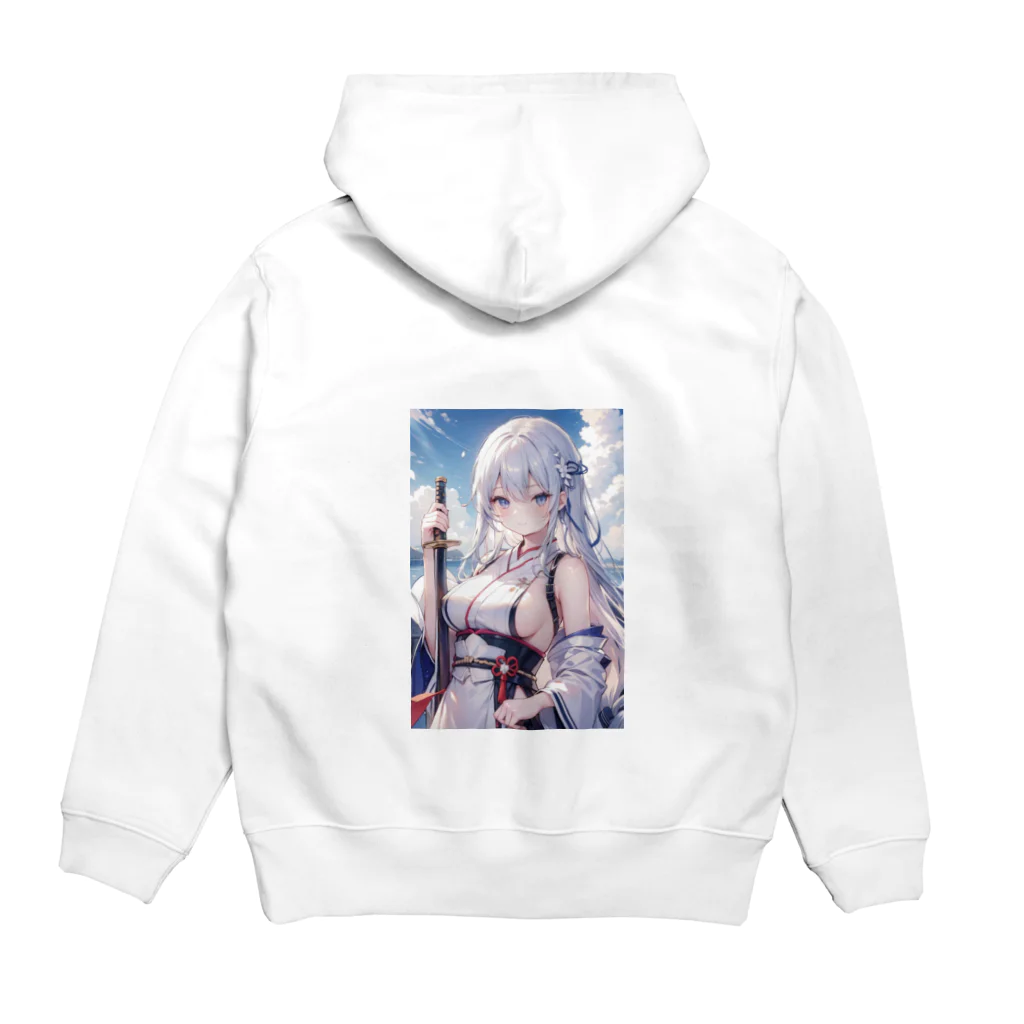 巫女スタぐらむの日本刀をもった美少女 Hoodie:back