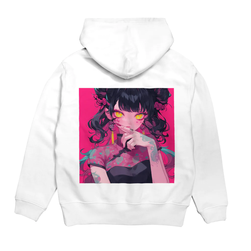 日本神話のtattoo girl Hoodie:back