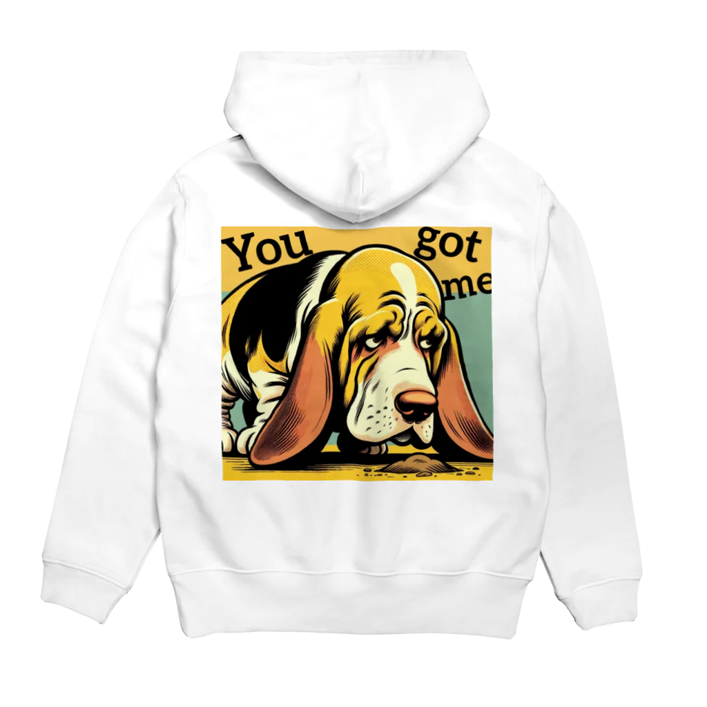 HARAPECOSAURUSのやられちまったな顔の耳タレ犬 Hoodie:back