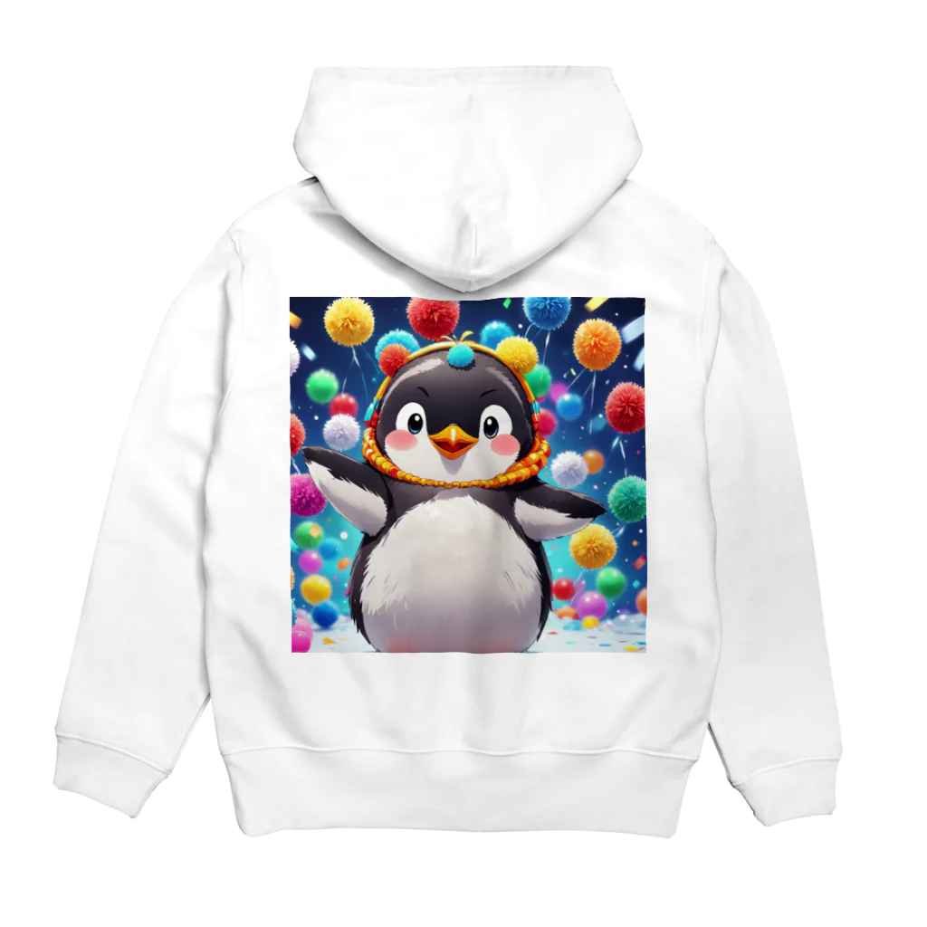 Winchester0517のペンギンがウキウキの表情でキュートにアニメ風 Hoodie:back