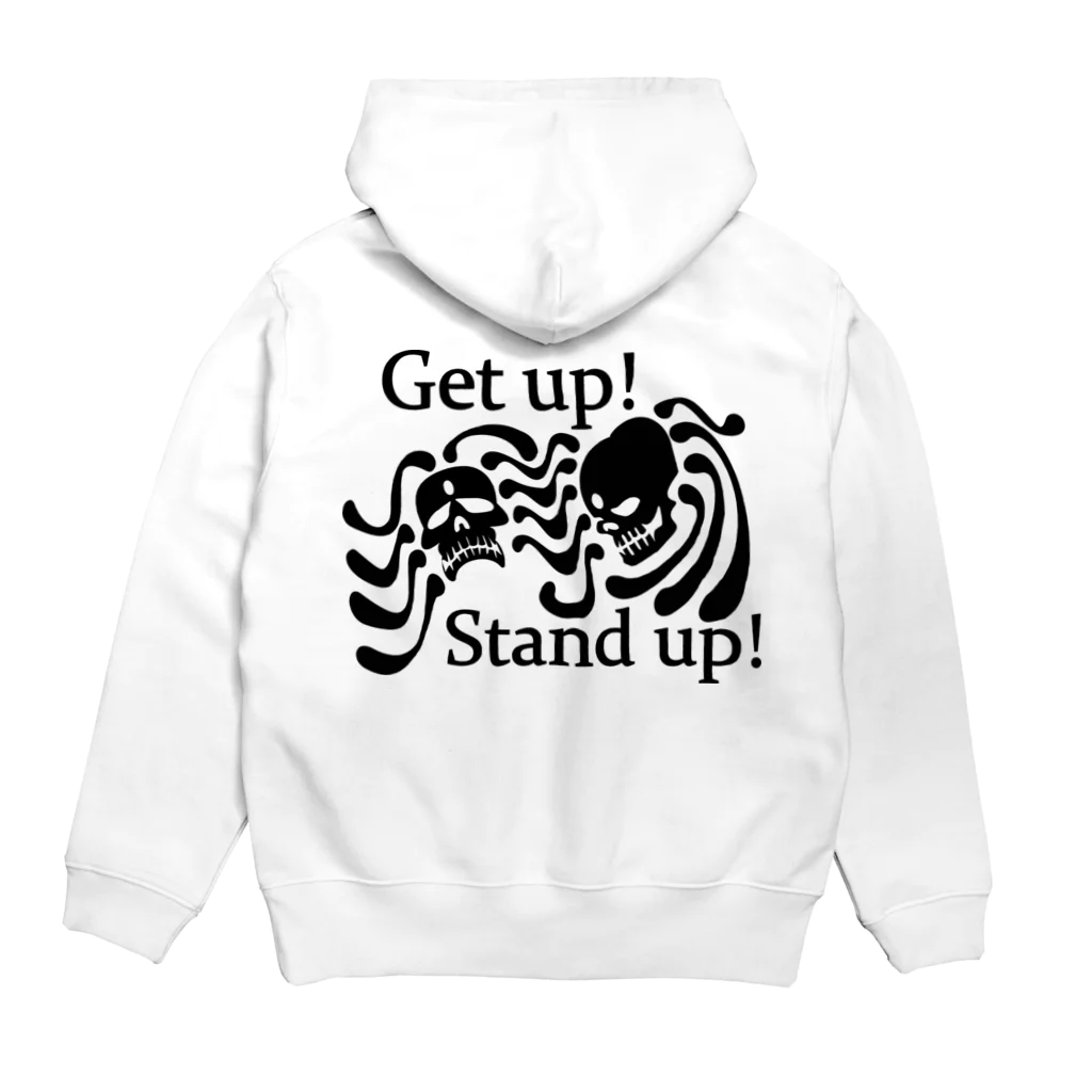 『NG （Niche・Gate）』ニッチゲート-- IN SUZURIのGet Up! Stand Up!(黒) Hoodie:back