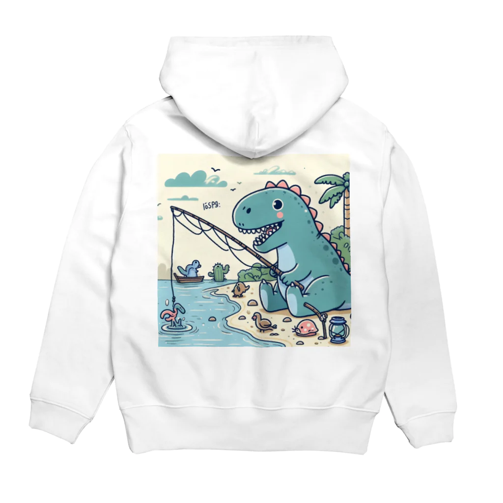 ばばちゃんの恐竜の釣り Hoodie:back