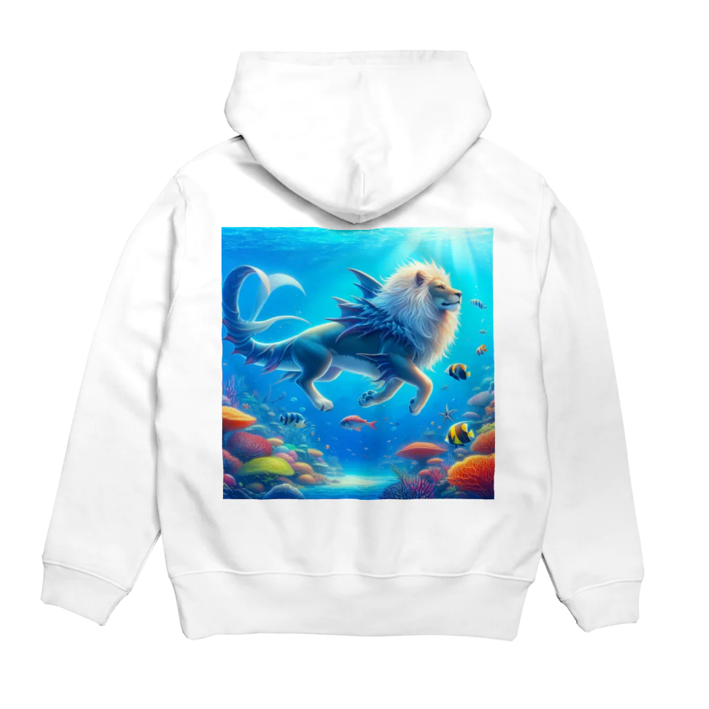 ocean roomのサメ✖️ライオン Hoodie:back