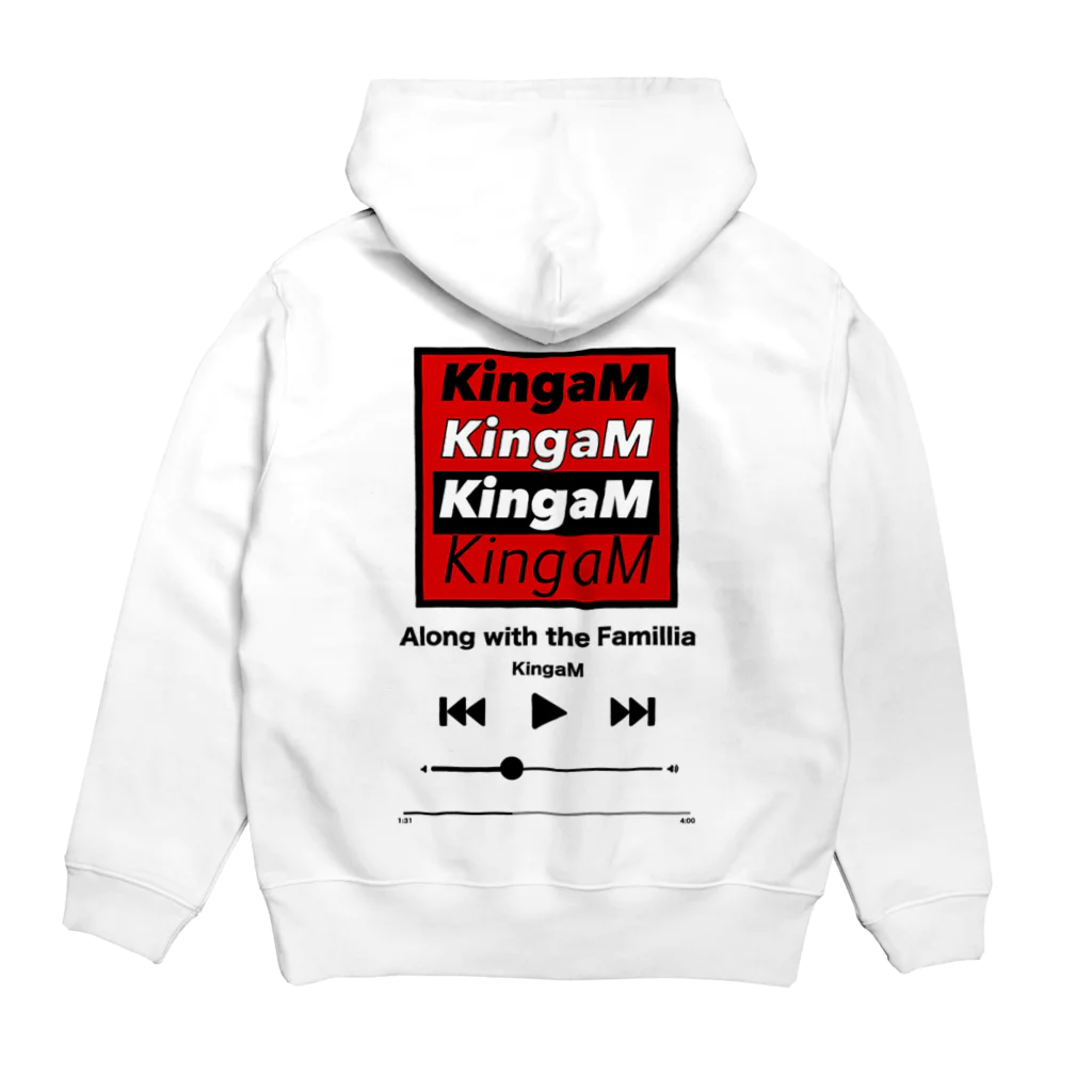 KingaMのロゴジャケット 黒文字 パーカーの裏面