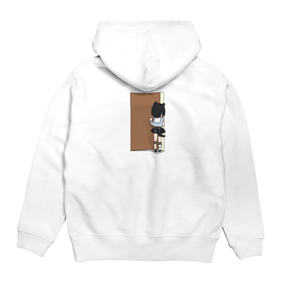 真黒猫のドアストッパースリスリくんと真黒猫 Hoodie:back