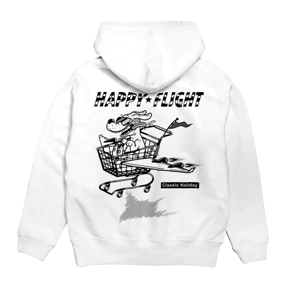 nidan-illustrationのhappy dog -happy flight- (black ink) パーカーの裏面