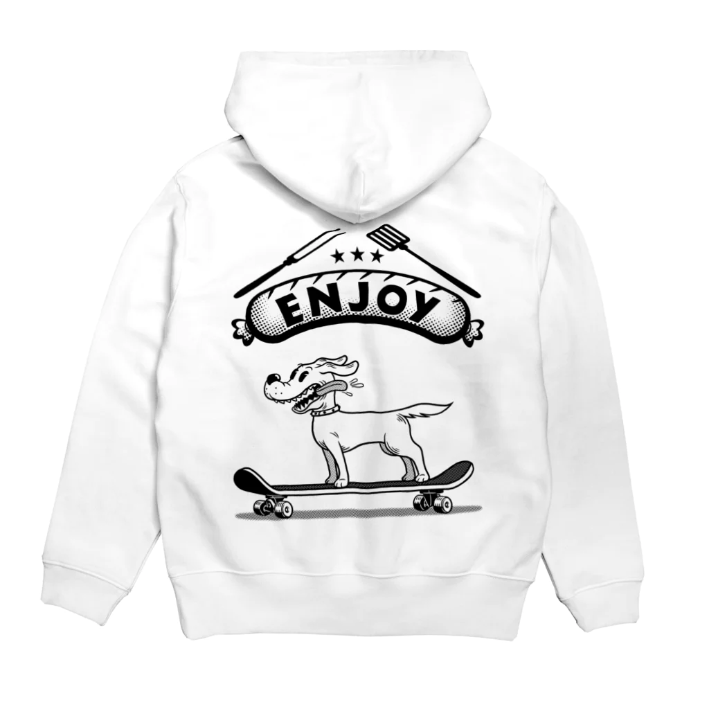 nidan-illustrationのhappy dog -ENJOY- (black ink) Hoodie:back