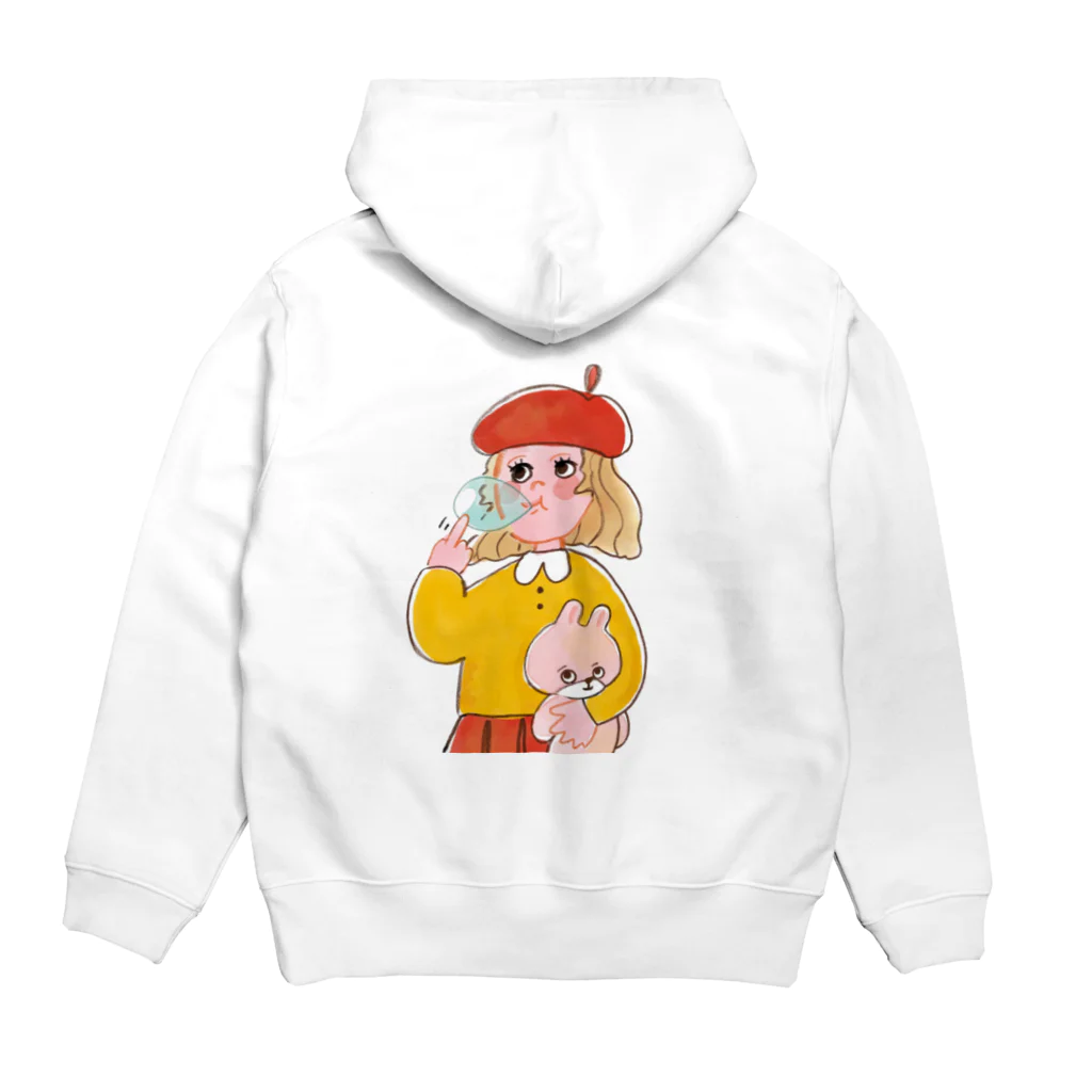 ありたありりこの中指がーるとUMAうさぎ Hoodie:back