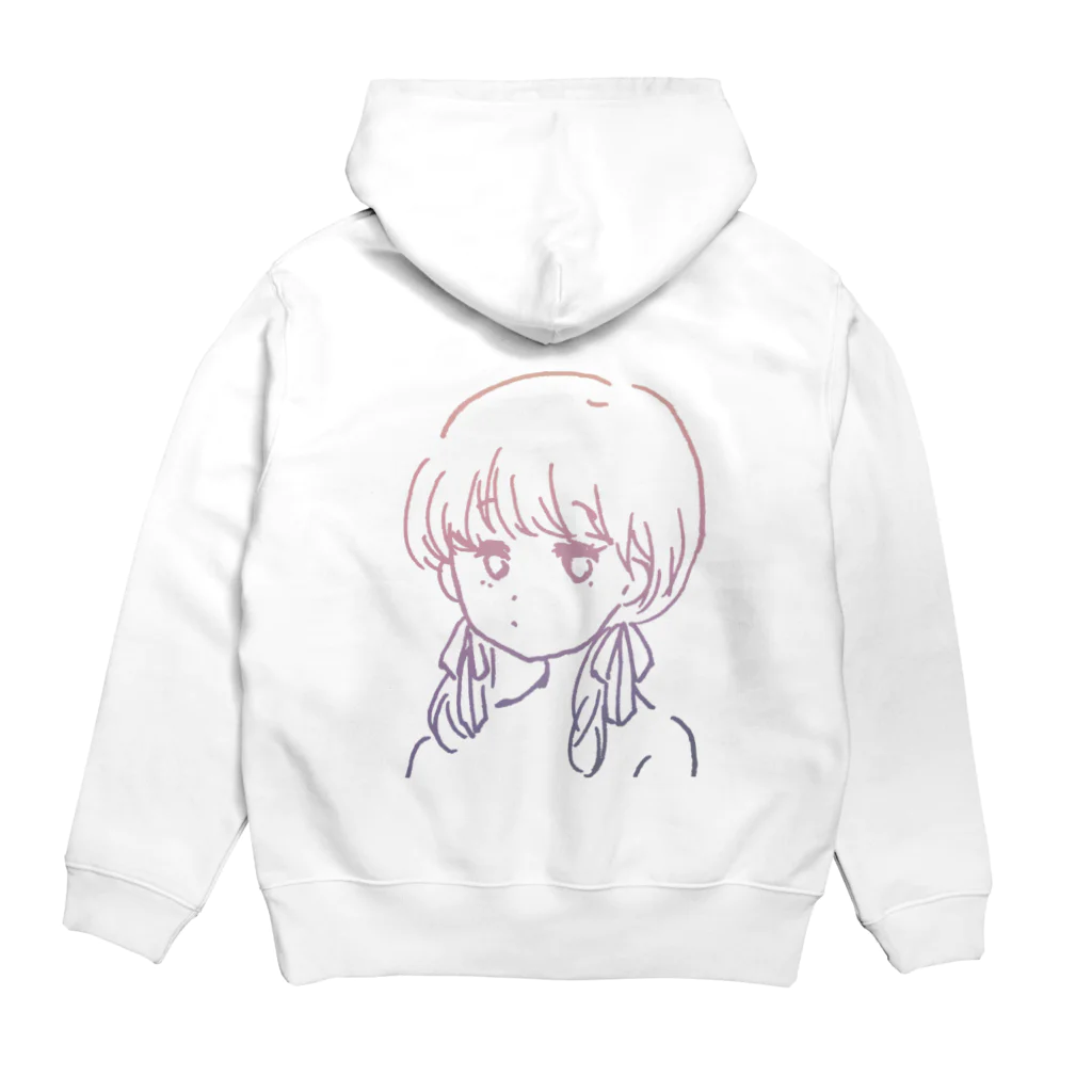 居留守かりんofficial shopのふたつむすびの女の子 パーカーの裏面