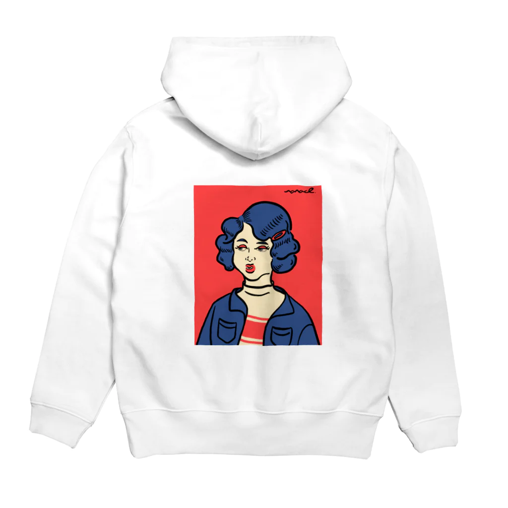 225IllustFactoryのレトロガールバッグスウェット Hoodie:back