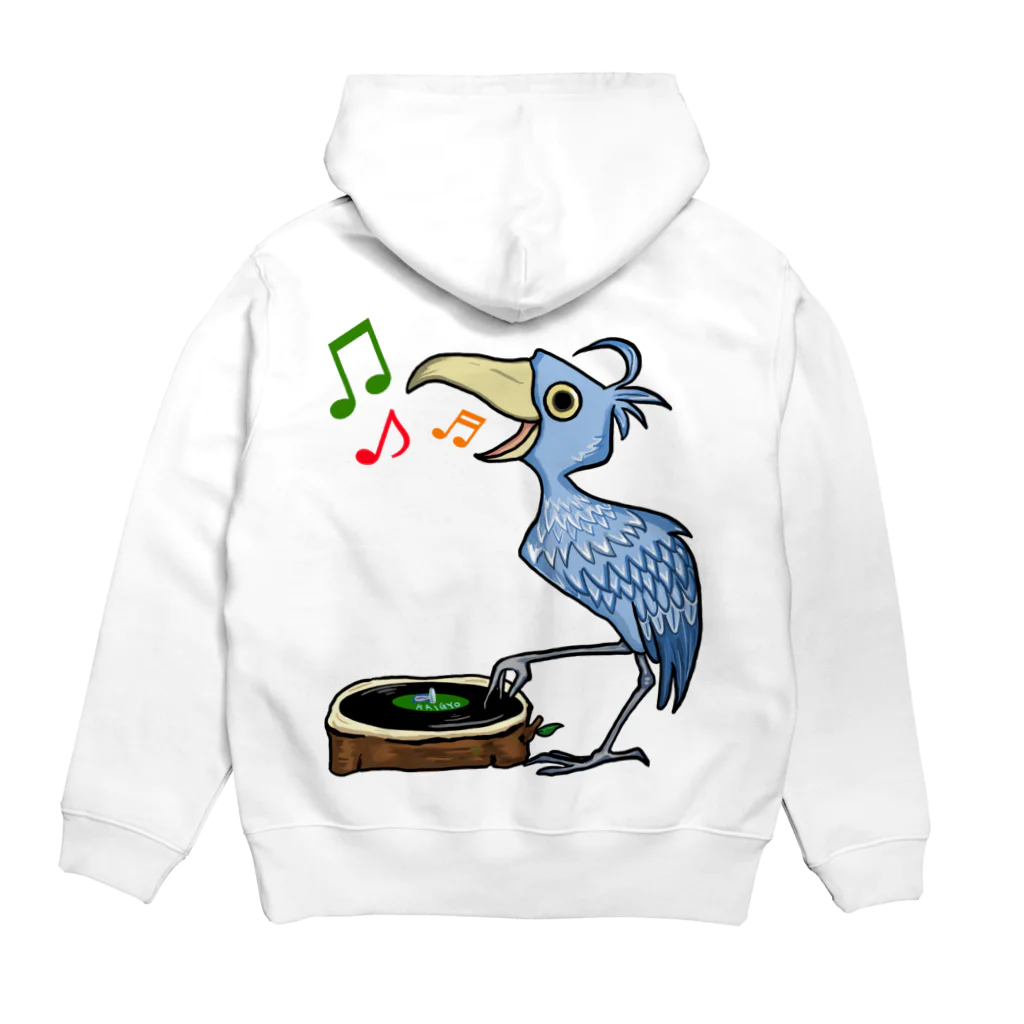 レコードの巣のハシビロコウ☆レコードプレイヤー Hoodie:back