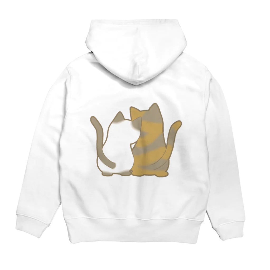 かわいいもののおみせ　いそぎんちゃくの表裏印刷　仲良し猫　ポインテッド&サビ Hoodie:back