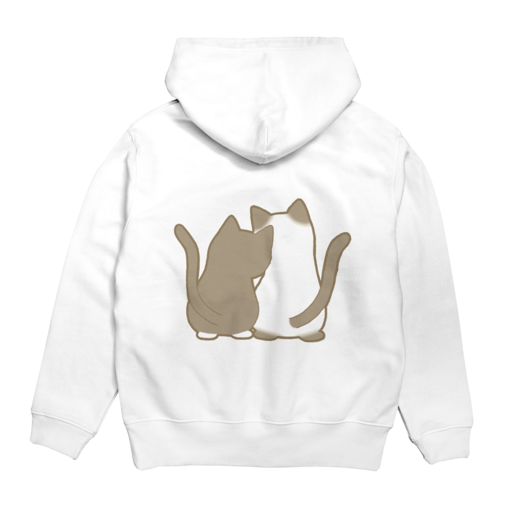 かわいいもののおみせ　いそぎんちゃくの表裏印刷　仲良し猫　白黒ハチワレ&ポインテッド Hoodie:back