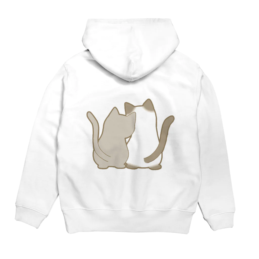 かわいいもののおみせ　いそぎんちゃくの表裏印刷　仲良し猫　灰&ポインテッド Hoodie:back