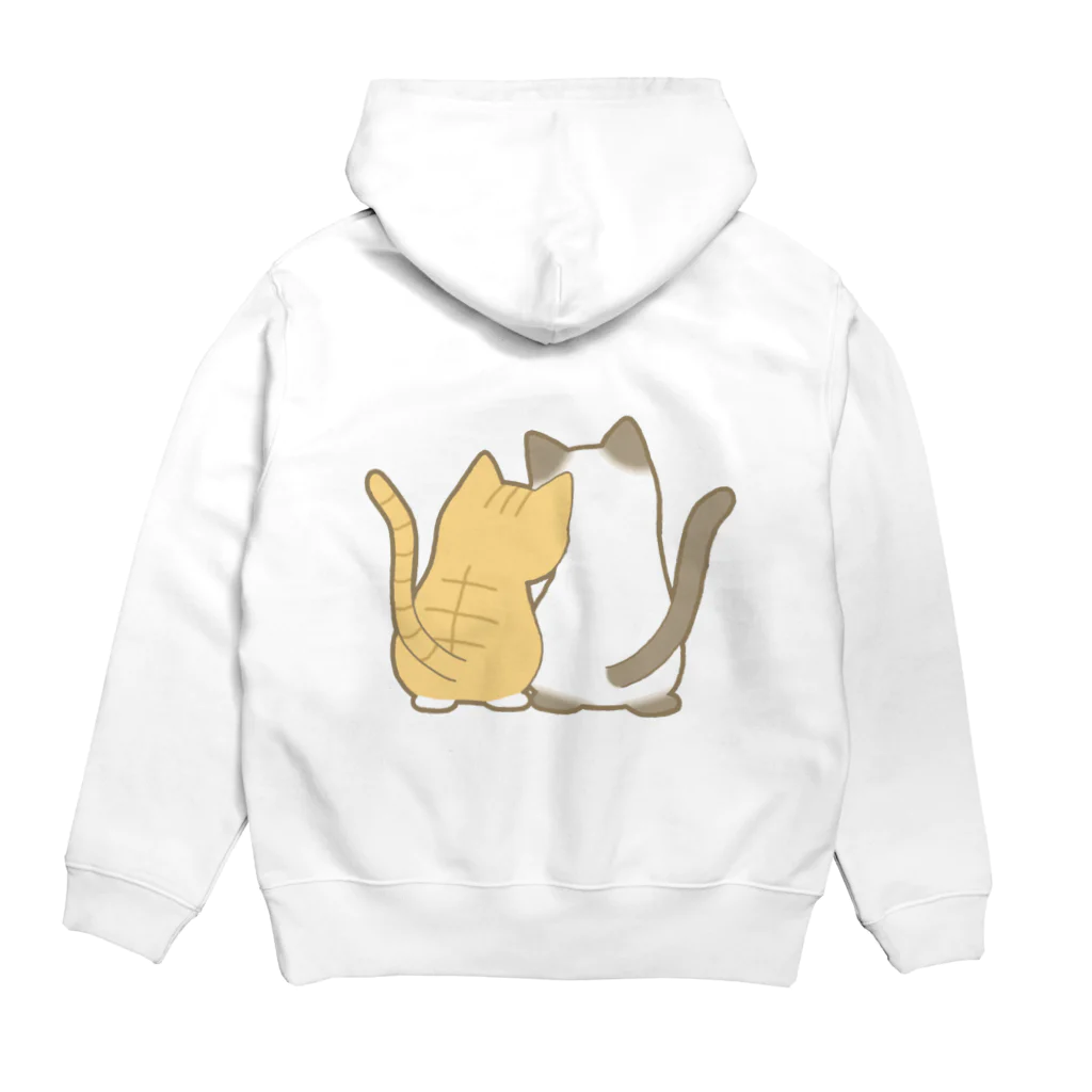 かわいいもののおみせ　いそぎんちゃくの表裏印刷　仲良し猫　茶白&ポインテッド Hoodie:back