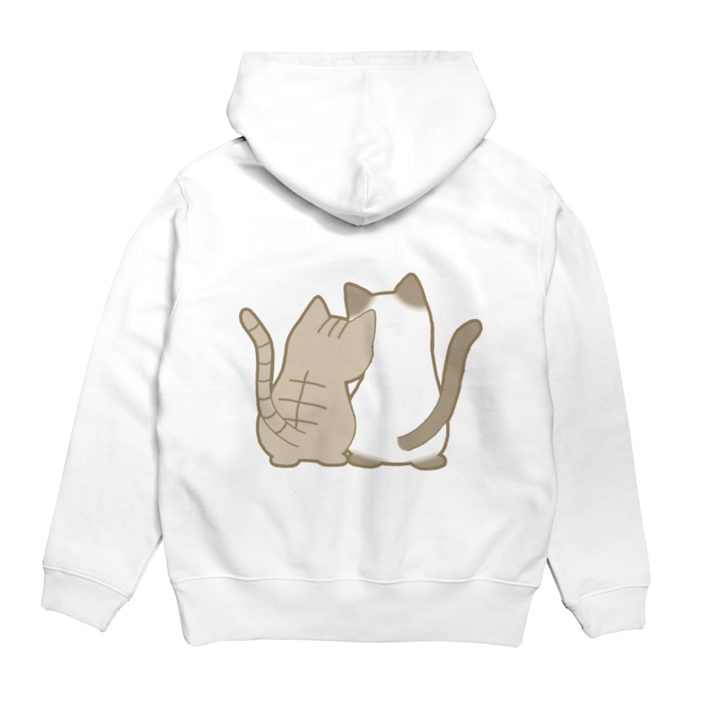 かわいいもののおみせ　いそぎんちゃくの表裏印刷　仲良し猫　キジトラ&ポインテッド Hoodie:back