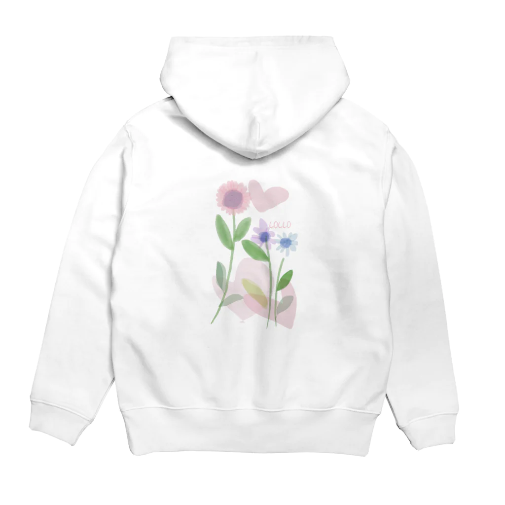 こっこさんのお店のやさしいお花ちゃんとハート Hoodie:back