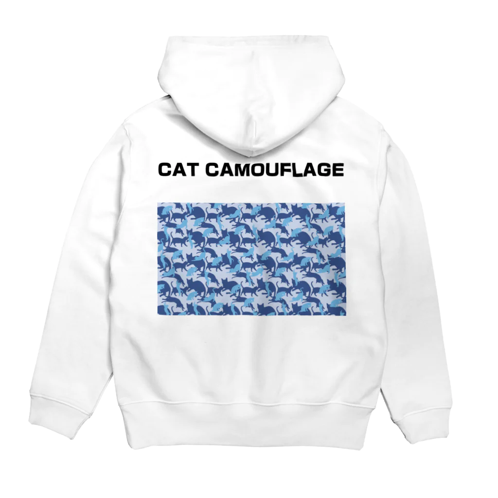 アトリエかのの猫迷彩　カモフラージュ　ブルー Hoodie:back