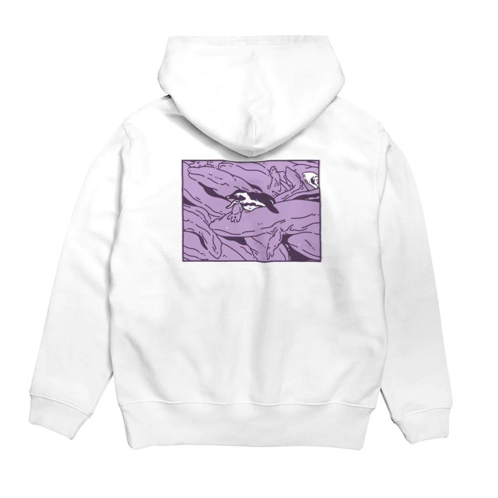 ナイロドノのぎゅうぎゅうオオサンショウウオ　ラベンダー Hoodie:back