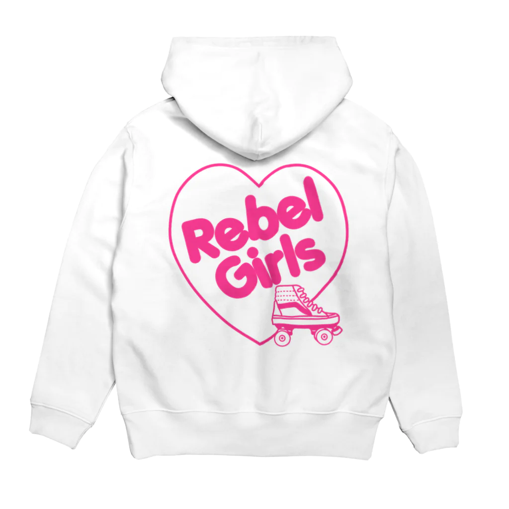 ITSUMItalkstoreのREBEL ROLLER GIRLSピンク パーカーの裏面