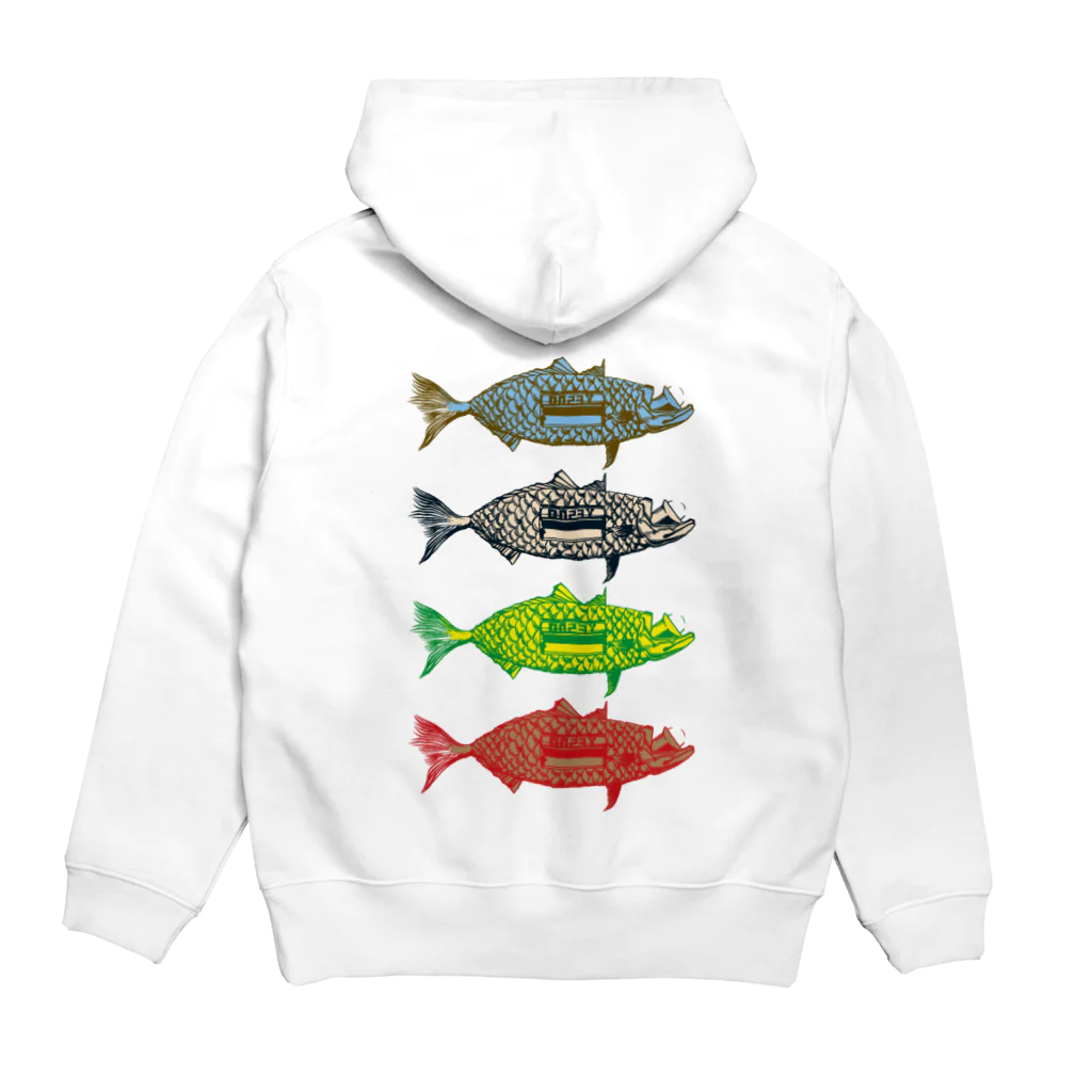 母のように凪で父のようにYAMAの四魚シリーズ Hoodie:back