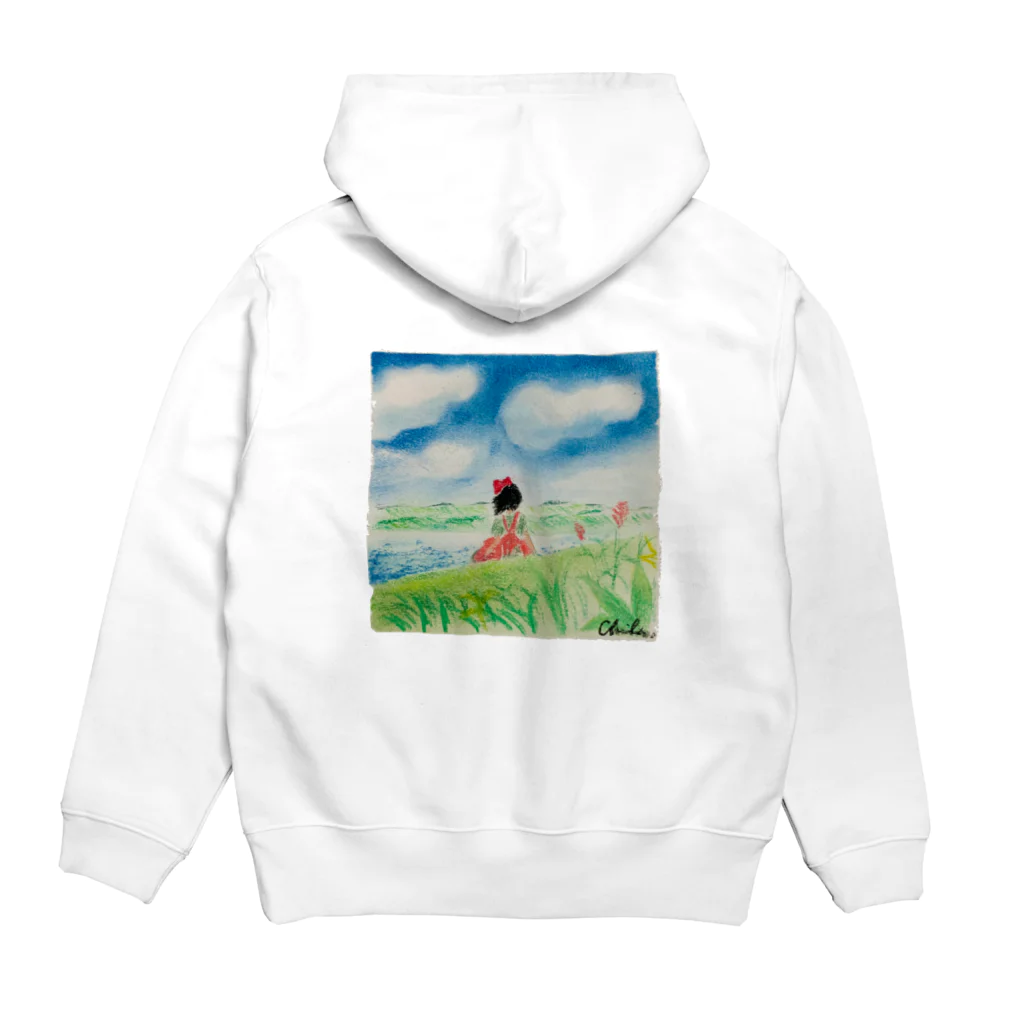 Pastel chachaの赤リボンの女の子 Hoodie:back