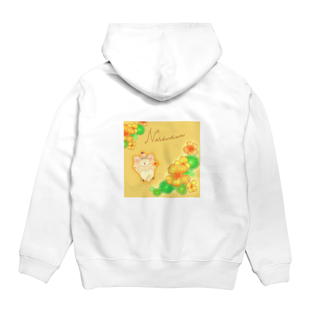 どるちぇ＊うさぎの《ボタニカル》＊ナスタチウム×ちわわ＊誕生日花 Hoodie:back