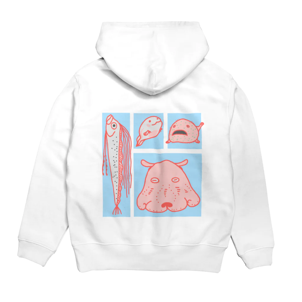 あとりえくらげの赤い深海生物 Hoodie:back