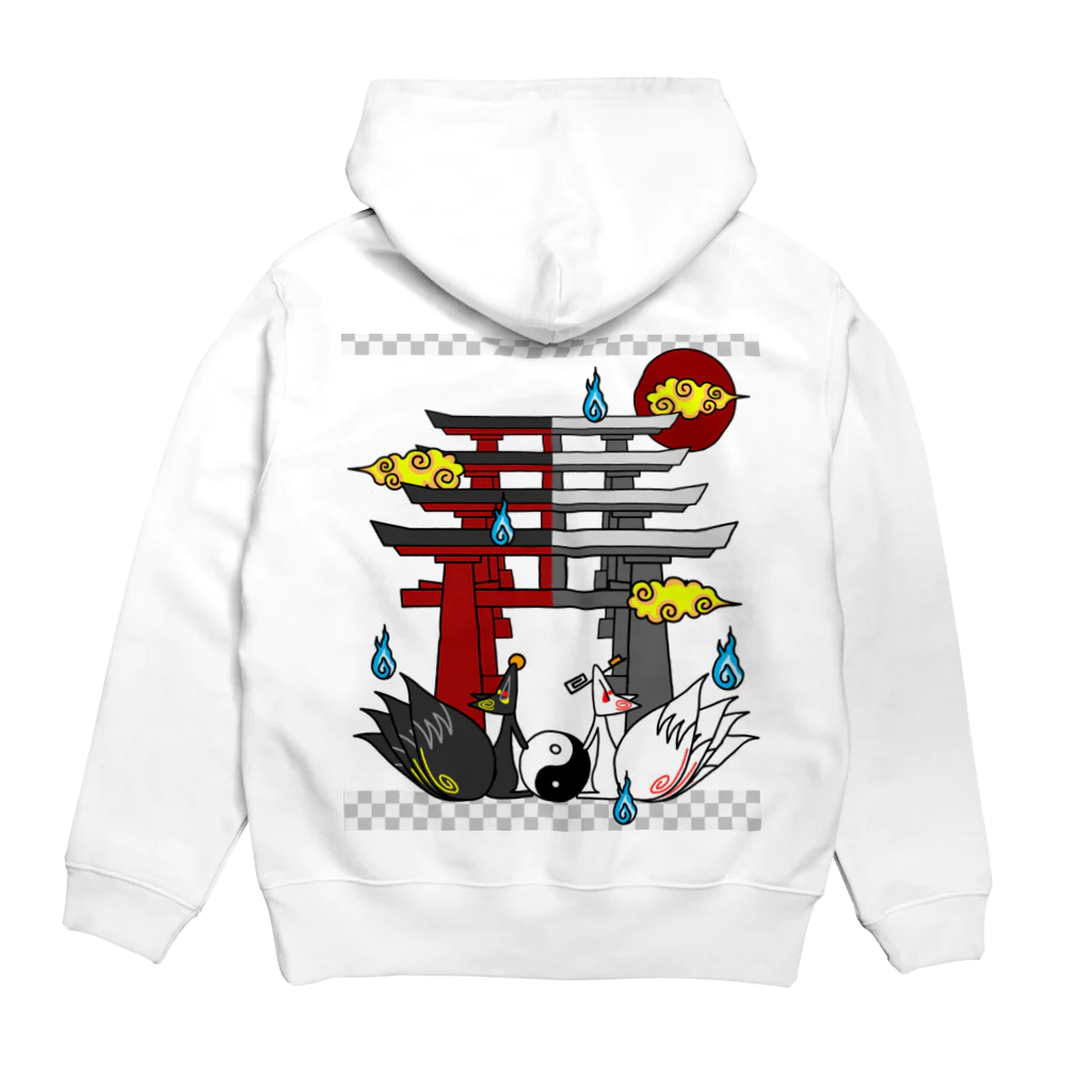 にゃーにゃー組@LINEスタンプ＊絵文字販売中！の四尾＊妖の夜 Hoodie:back