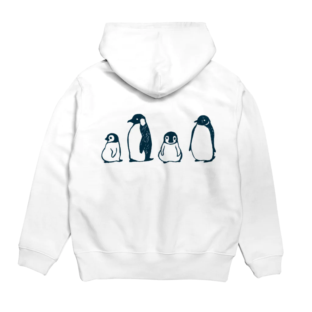 かわずやのぺんぎんのおやこ（線画） Hoodie:back