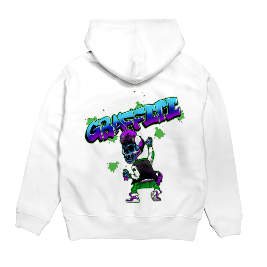 GRAFFITIのいたずらガイコツ Hoodie:back