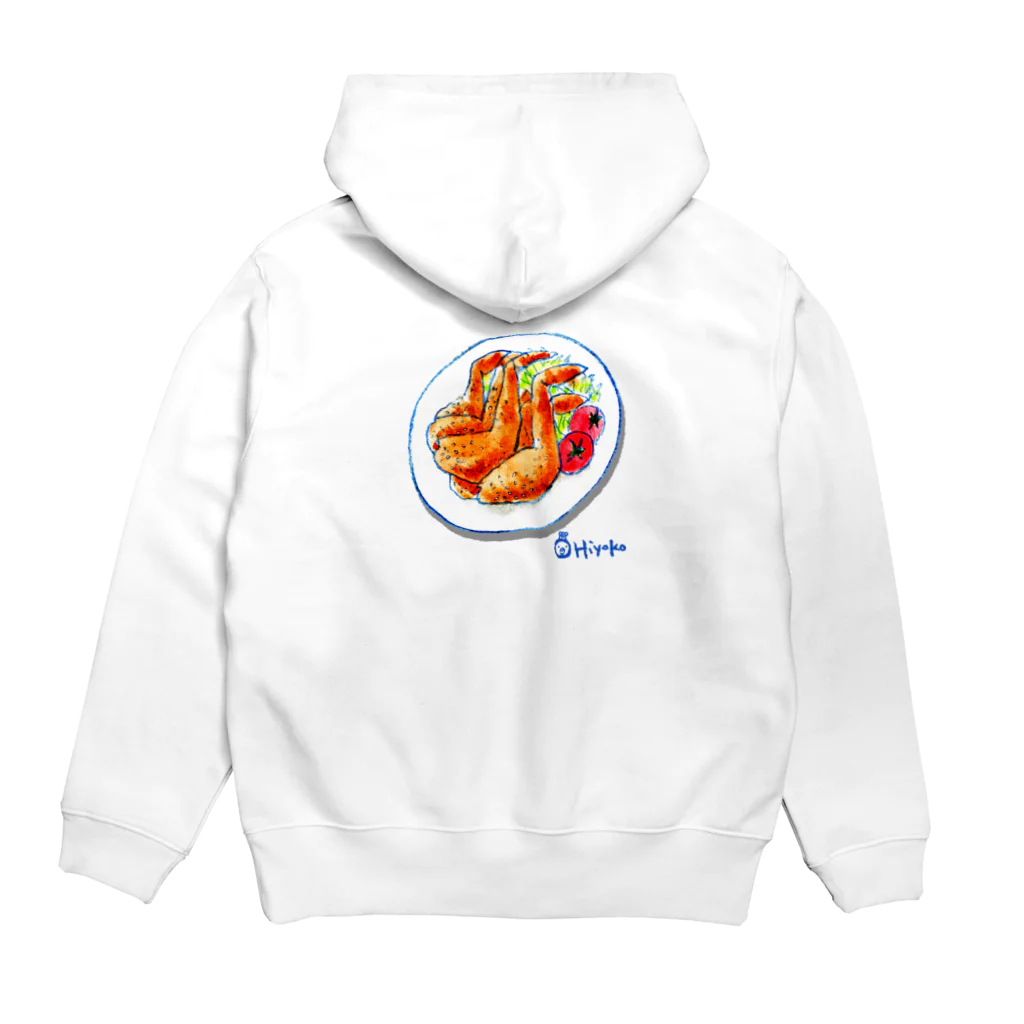 陽菜ひよ子　名古屋めしイラストShopの手羽先はビールに合うでなも！ Hoodie:back