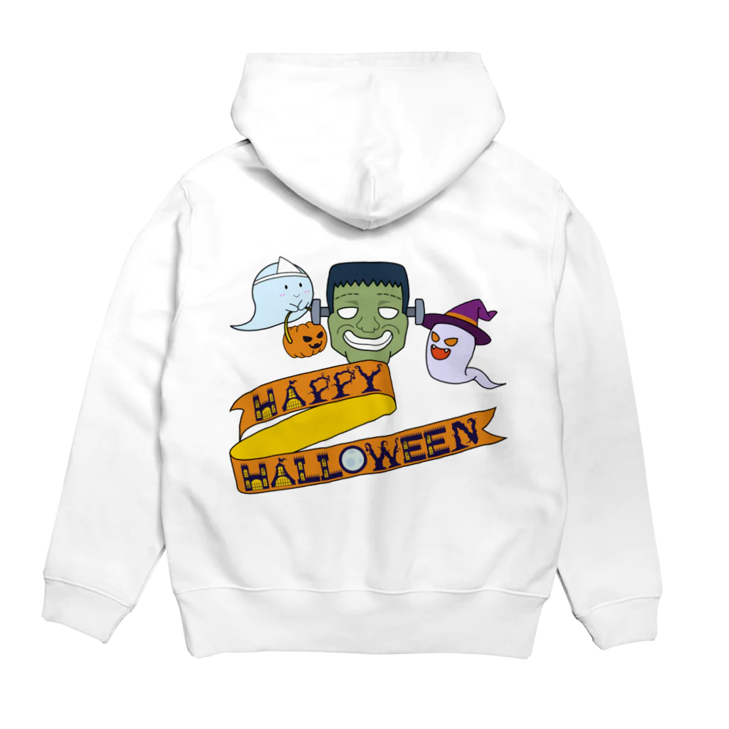 雪丸工房のフランケンシュタインとゴーストの『ハッピーハロウィン！！』 Hoodie:back