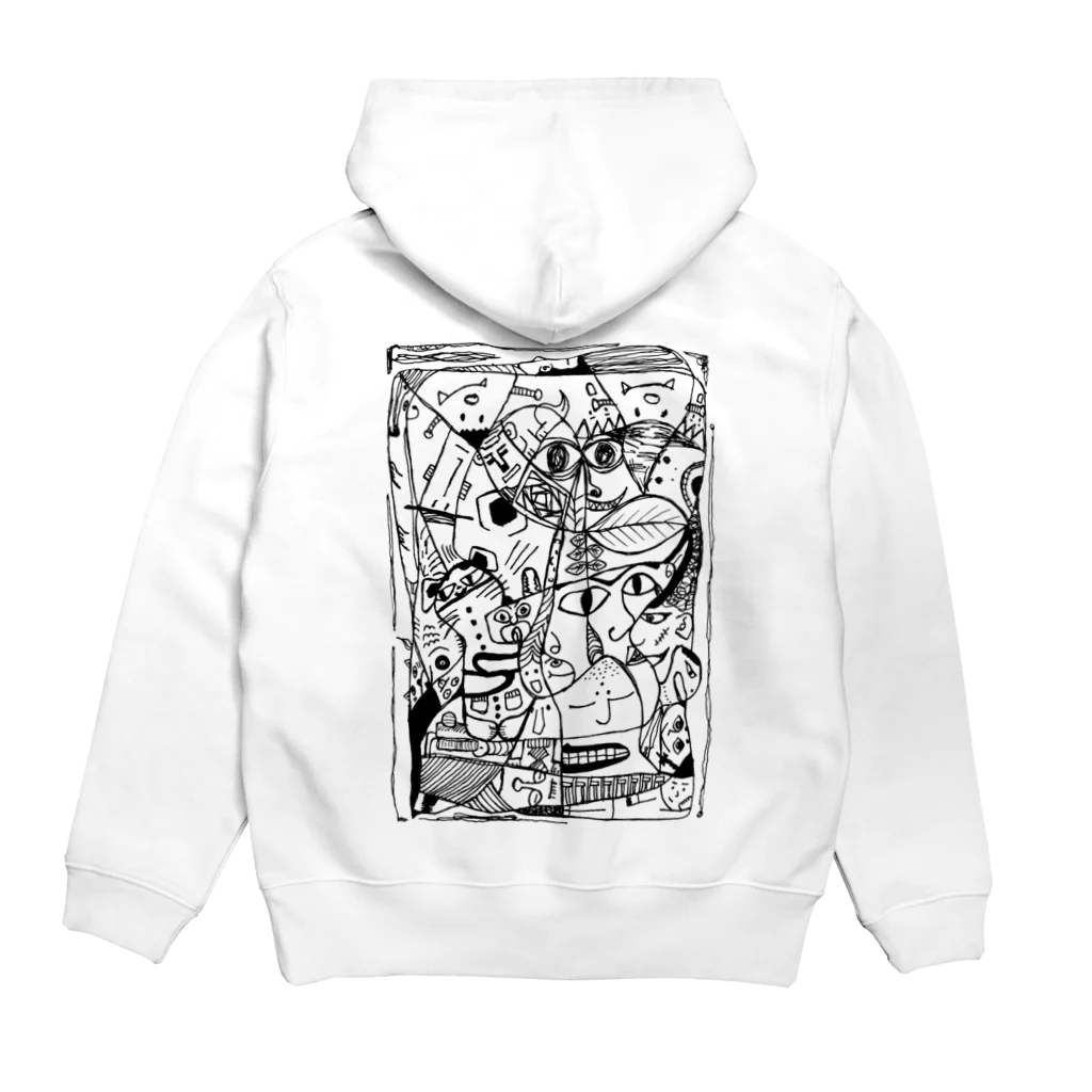 ZIGZIG CIDER GRAPHICのいろんな所にいろんな顔 Hoodie:back