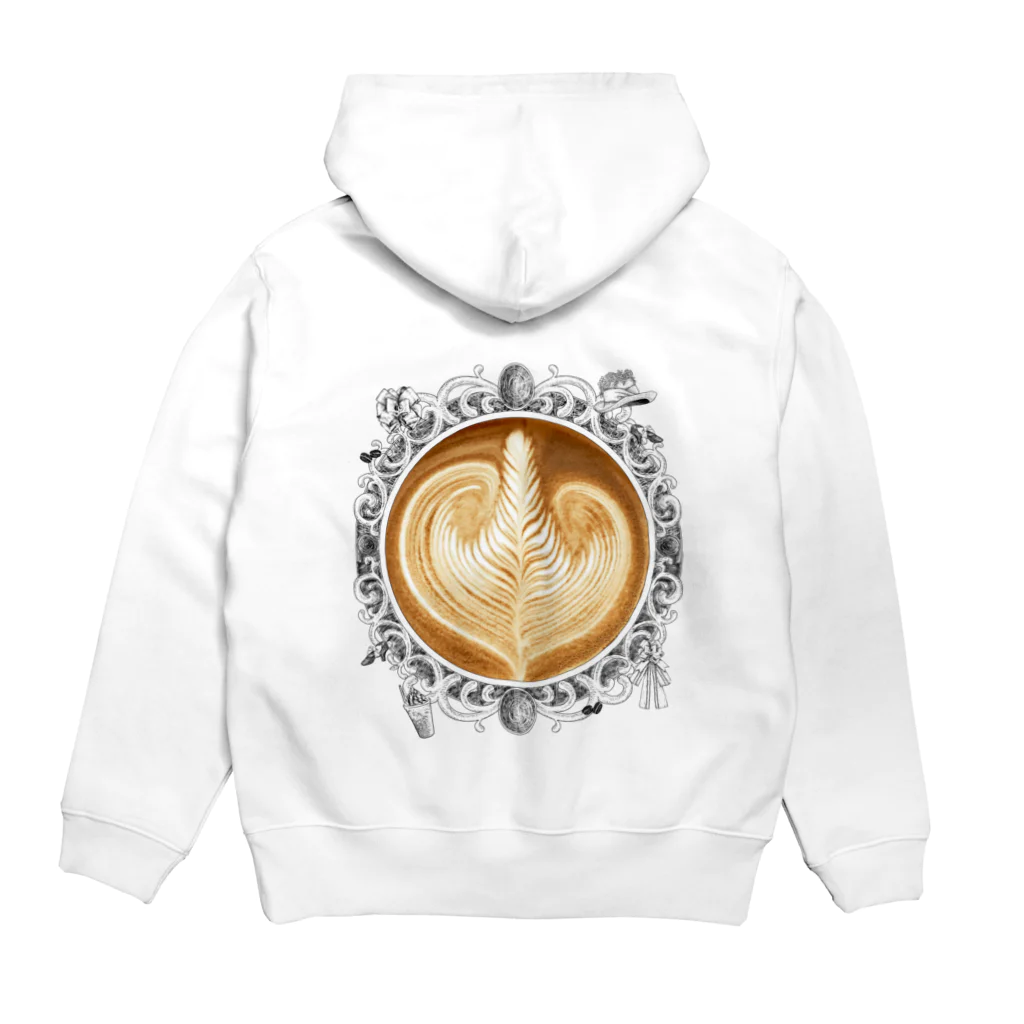 Prism coffee beanの【Lady's sweet coffee】ラテアート エレガンスリーフ / With accessories Hoodie:back