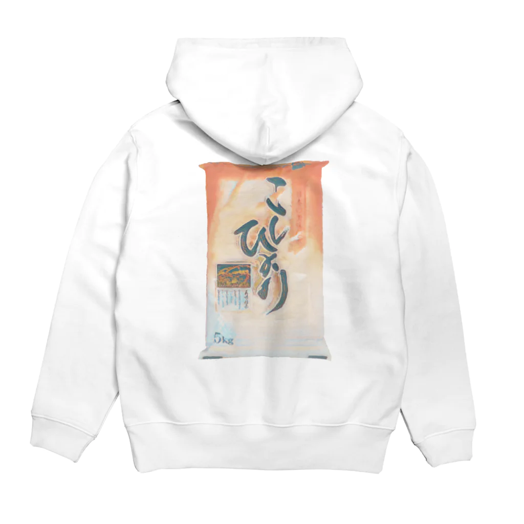 くまもとのお米販売店 富田商店グッズショップのこしひかり米袋＿絵画風 Hoodie:back