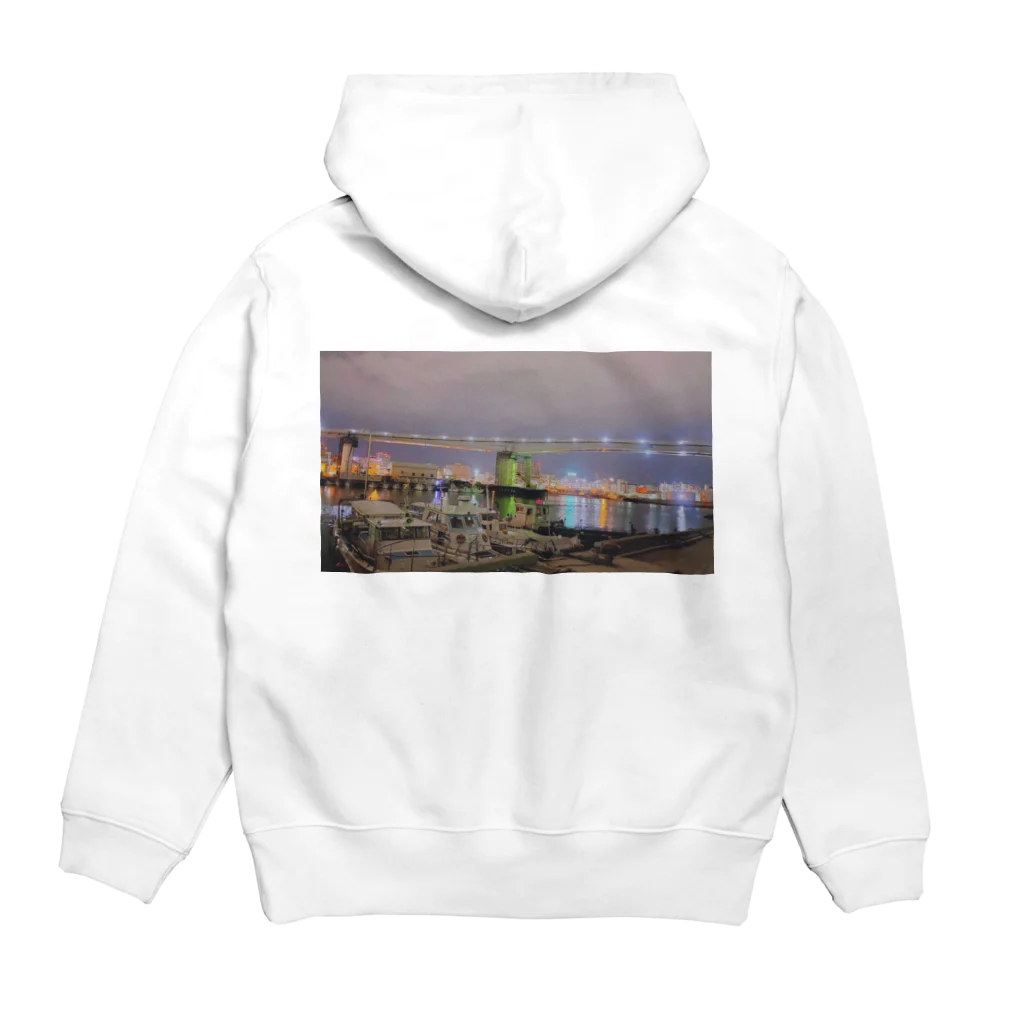 よく喋る私shopの港の夜景 Hoodie:back