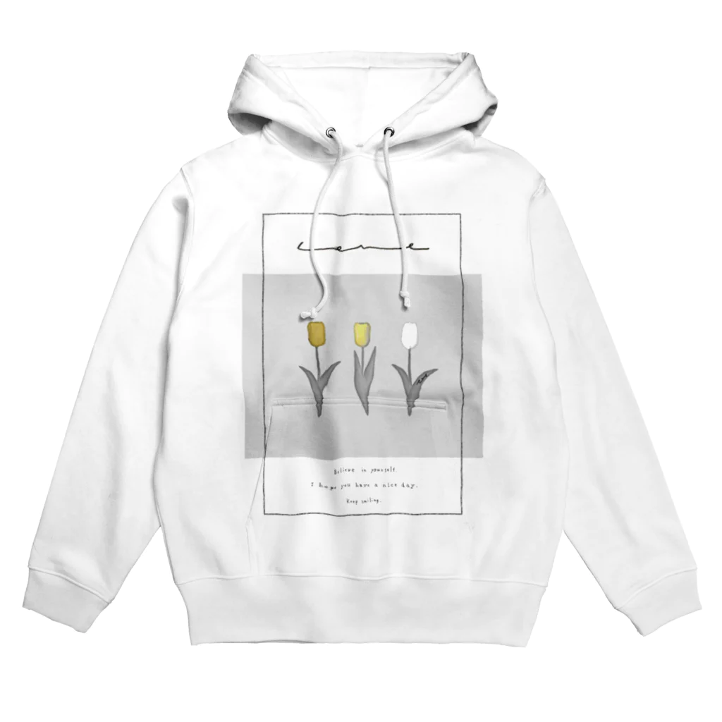 rilybiiのantique white grayish flower × logo message Hoodie