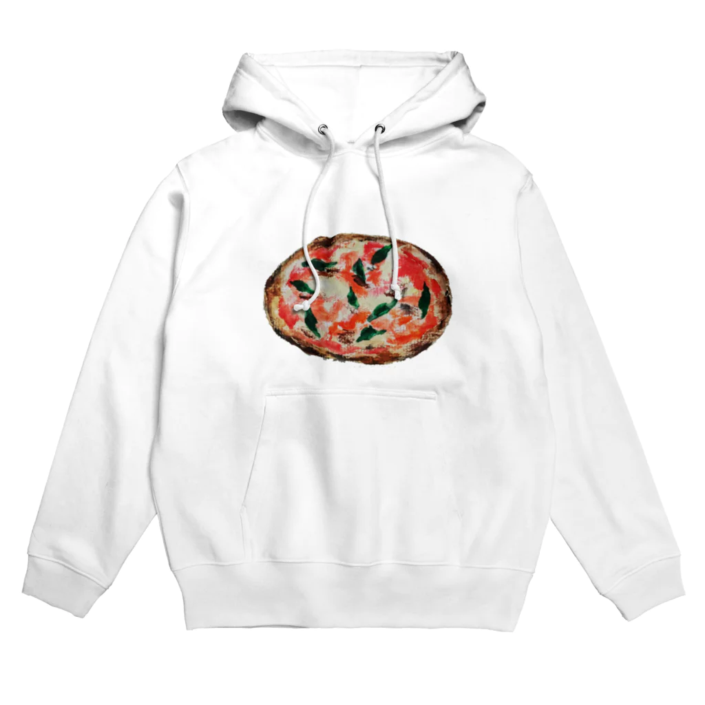 ぴーひゃら食べもの水彩画のピザ、マルゲリータ Hoodie