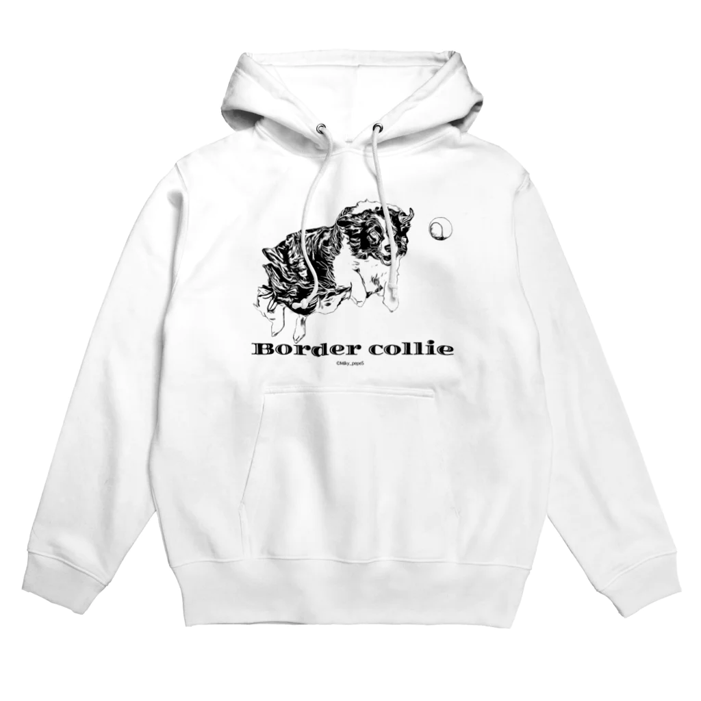 ユニークなワンちゃんデザインのお店のボーダーコリー モノクロデザイン Hoodie