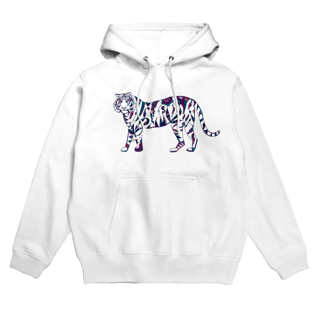 模様動物(鈴木りさむーん)の模様動物とら_shiro Hoodie