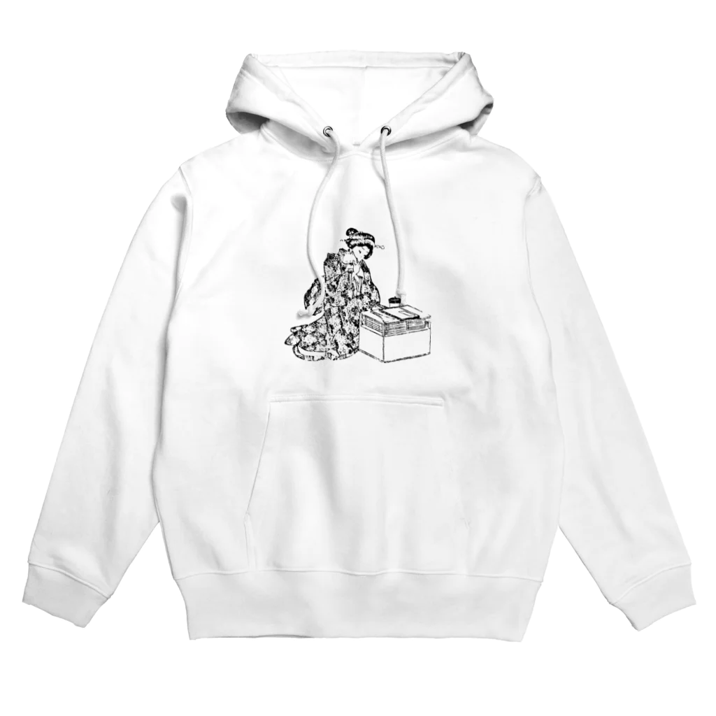 猫の浮世絵・草紙の猫を抱く美女 Hoodie