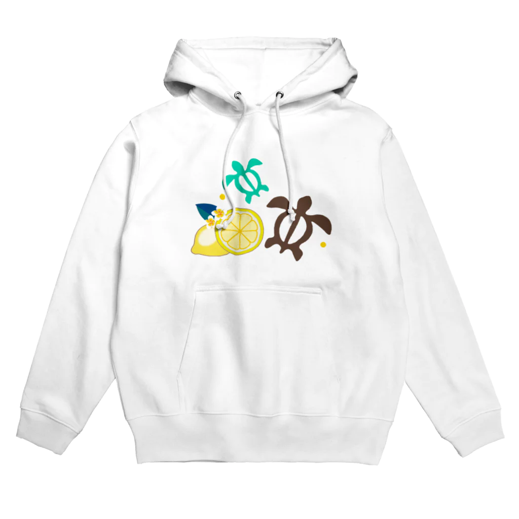 little lion house公式ショップ（大人のためのねこ）のホヌとレモンとプルメリア Hoodie